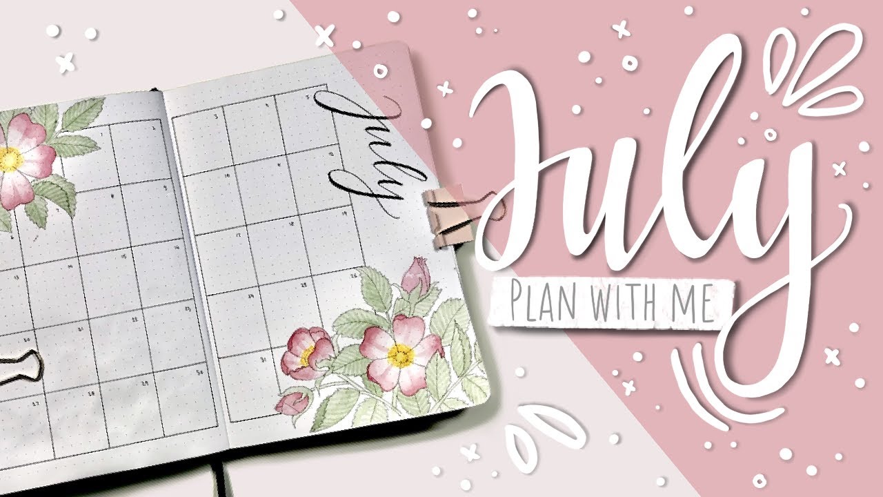 ♡ JULY 2020 Bullet Journal Setup | PLAN WITH ME | Pink watercolour florals in my planner ♡