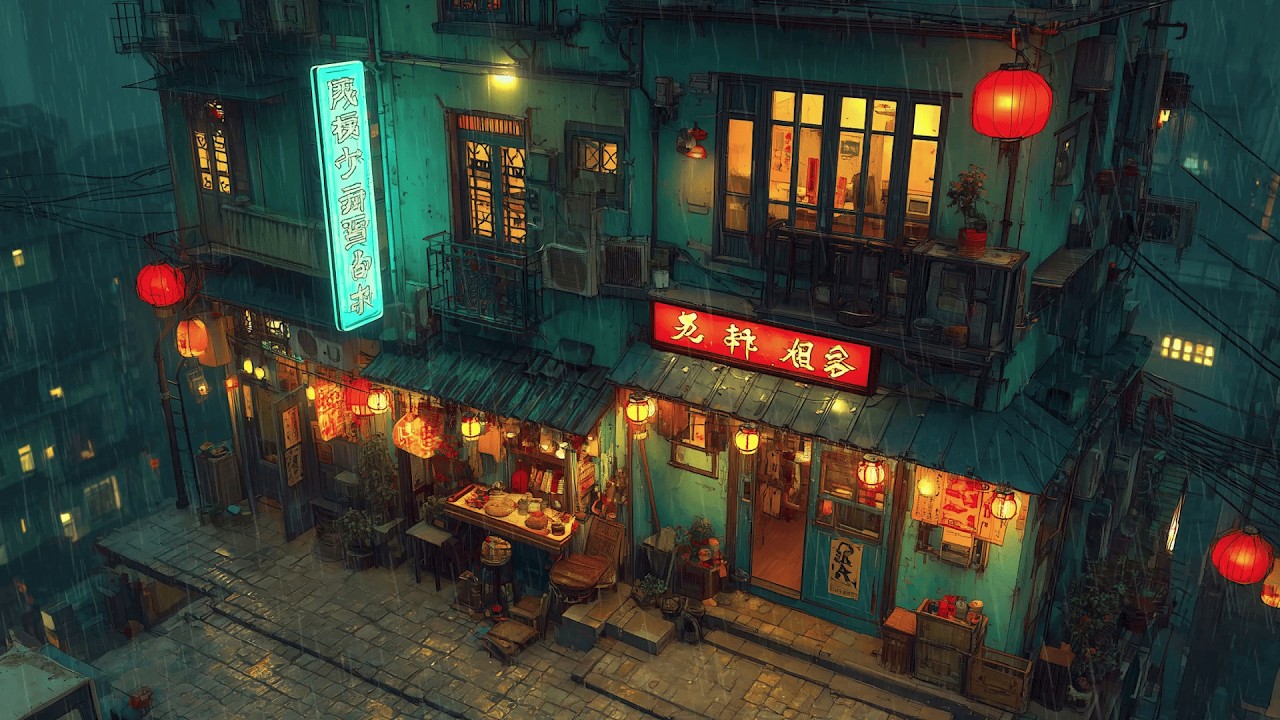 Japanese Alleyways in 1990s Rain 🌦️ Lofi Hip Hop & Chillhop | Rainy Ryokan Ambience