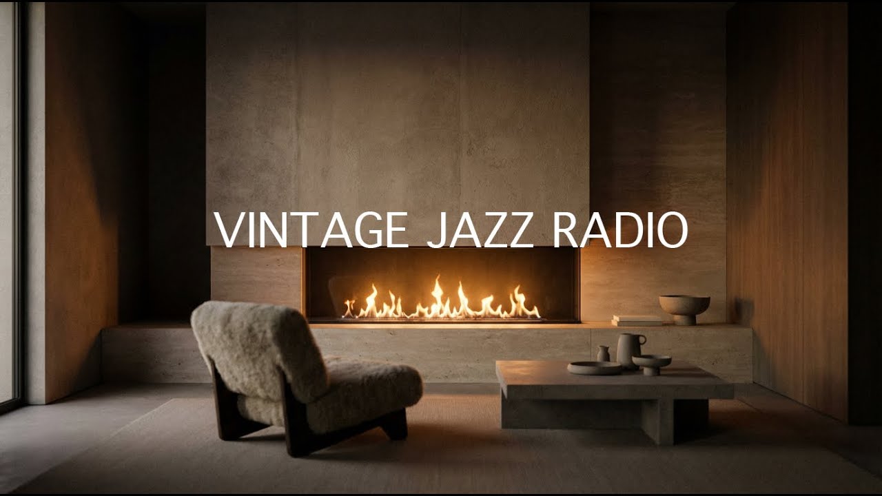 Vintage Jazz Radio 🔥 Fireplace Jazz for Relax, Focus & Cozy Nights