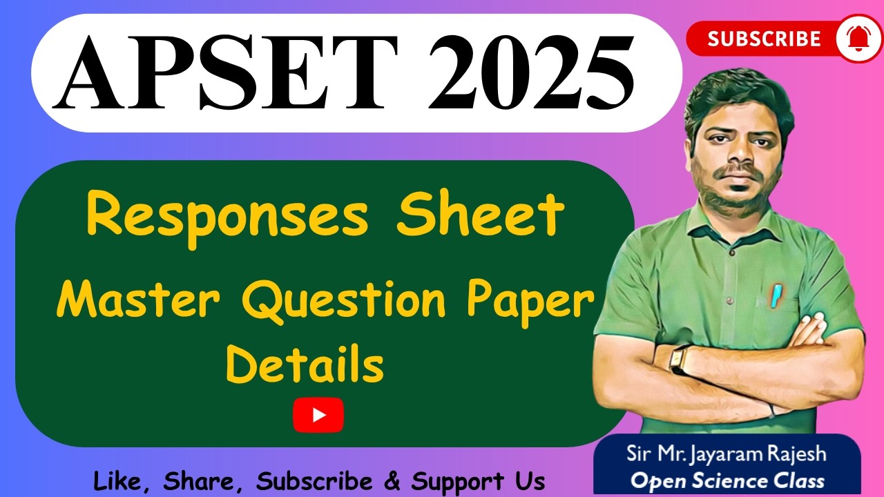 APSET 2025 | Responses Sheets & Master Question Paper Download Details | Open Science Class