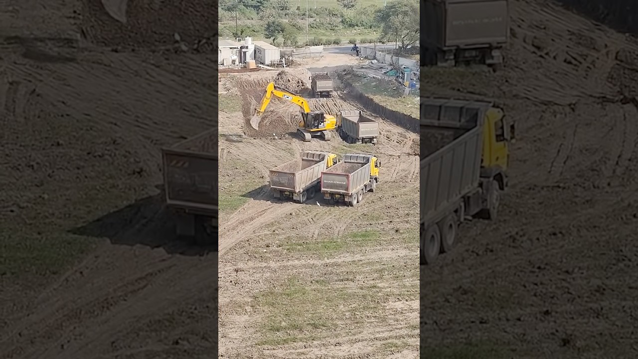 Excavator machine loading My Tata truck 