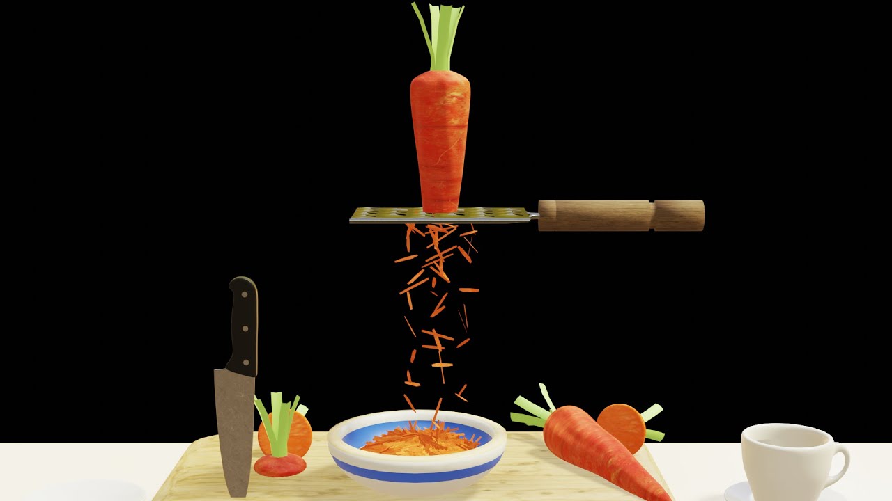 Blender Tutorial - Grating A Carrot How to Cut or Grate Objects in 3D
