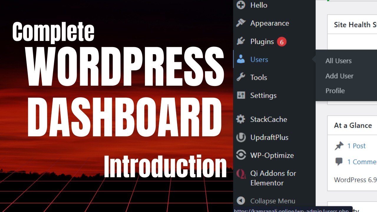 Complete WordPress Dashboard Overview 2026 – All Menus  Step by Step Explained