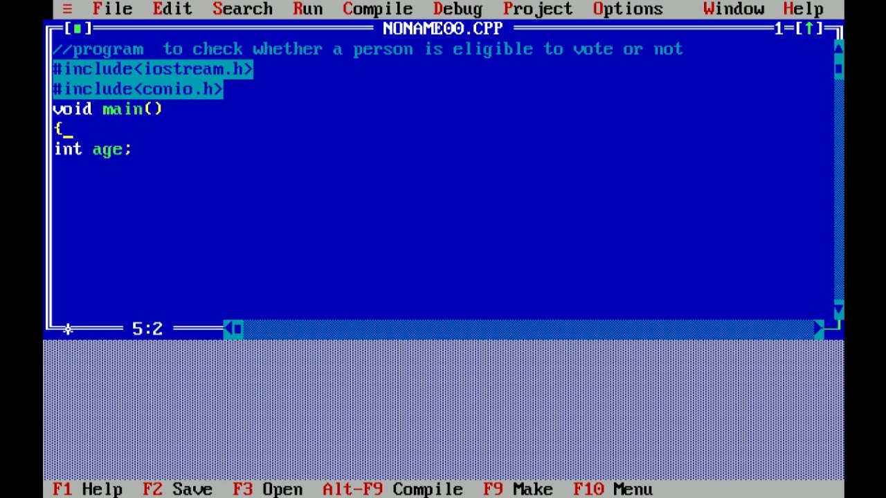 Program to check whether a person is eligible to vote or not using if...else statement in  C++