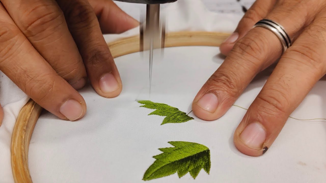 machine embroidery leaf design for beginners / embroidery design ideas 