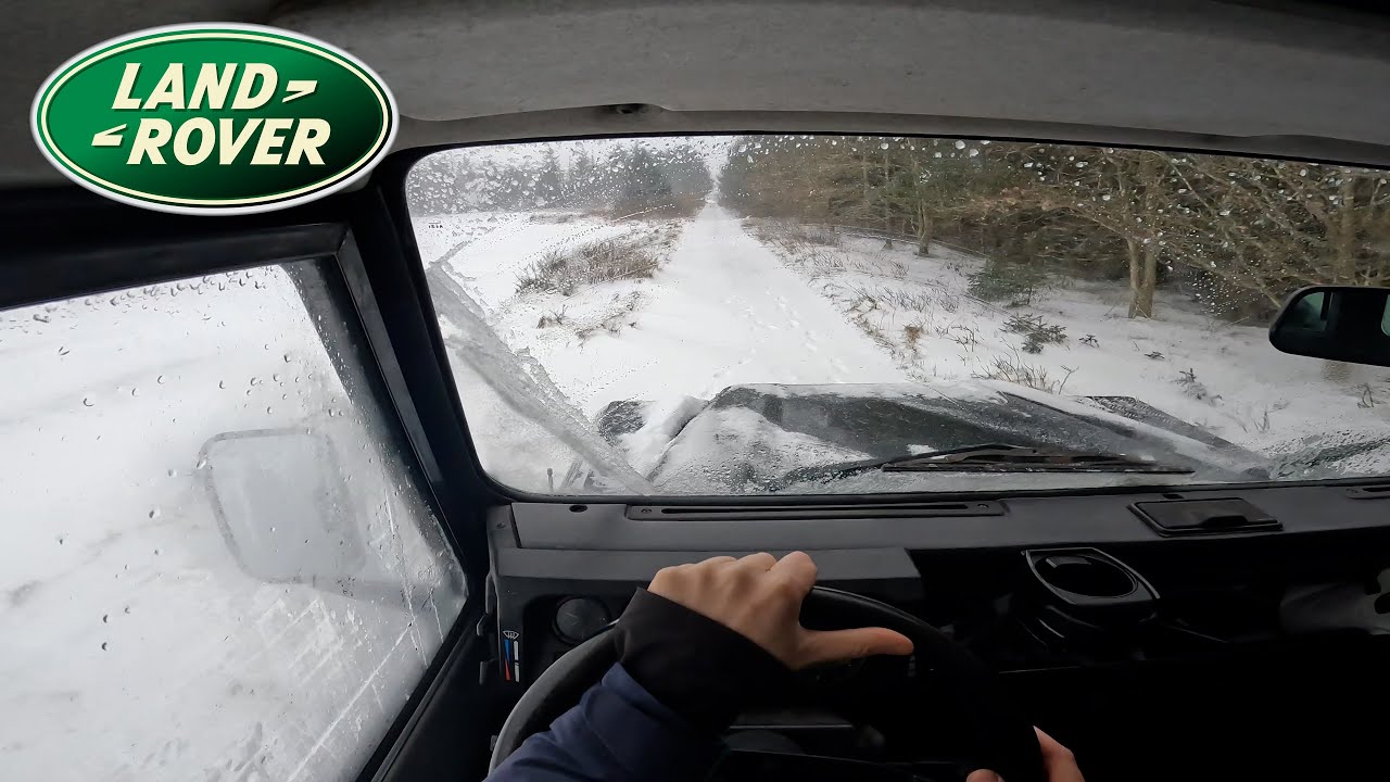 1999 Land Rover Defender TD5 driving around during Snowstorm in Denmark | POV Driving Style