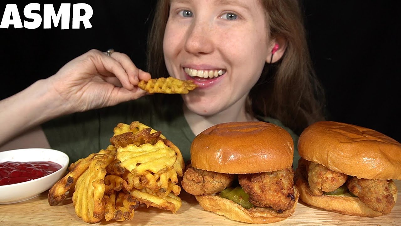 ASMR CRISPY CHICKEN SANDWICH MUKBANG (No Talking) EATING SOUNDS