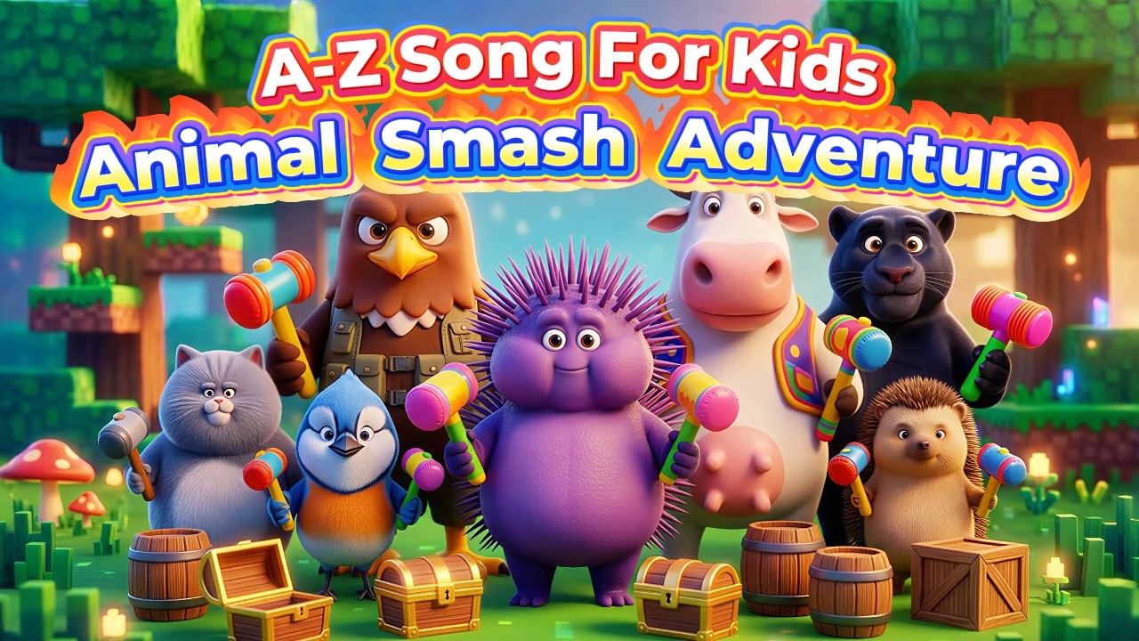 ABC Animal Smash Adventure 🪵💎 Magical Treasure Hunt | A–Z Animal Song for Kids