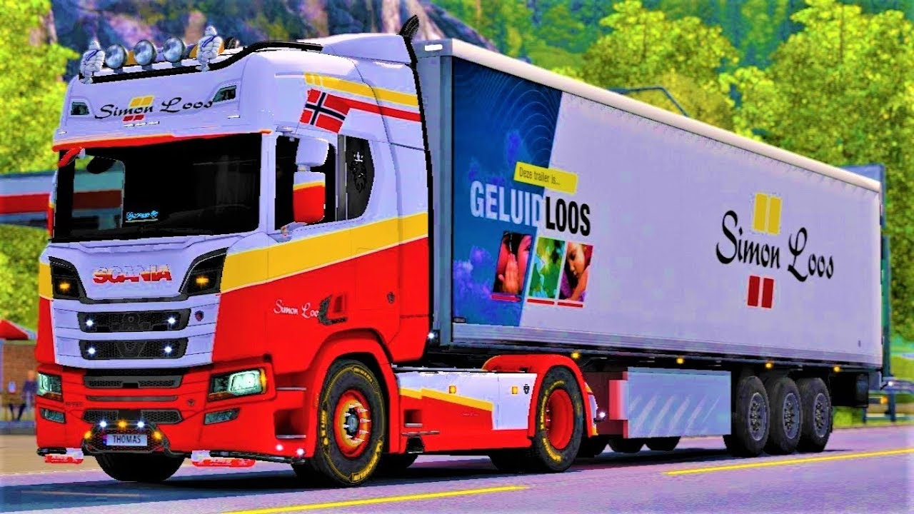 Euro Truck Simulator 2 (Simon Loos skin for Scania + Trailer) ETS2 1.38x (+Download)