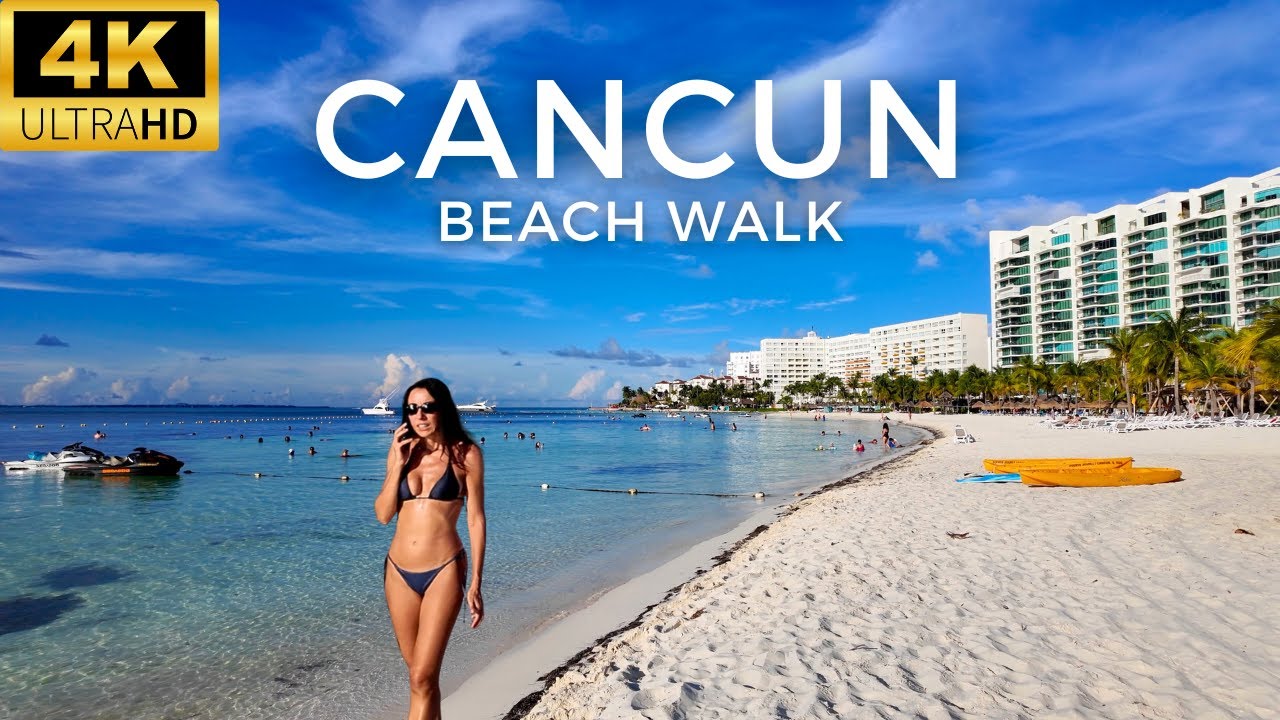 Cancún Beach Walk 4K 🌅 | Peaceful Golden Hour Stroll in the Hotel Zone