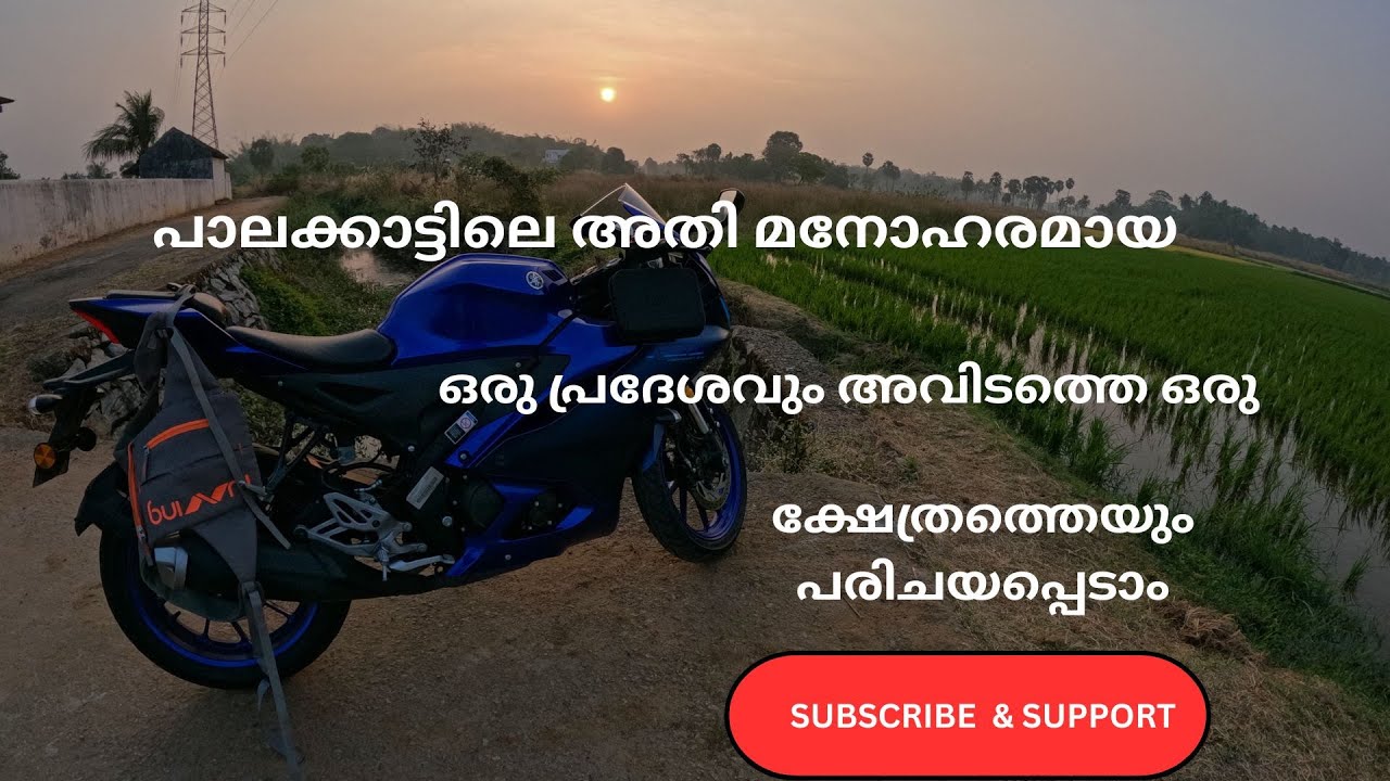 പാലക്കാടിലെ ഒരു മനോഹരമായ പാടവും അവിടത്തെ ഒരു അമ്പലവും