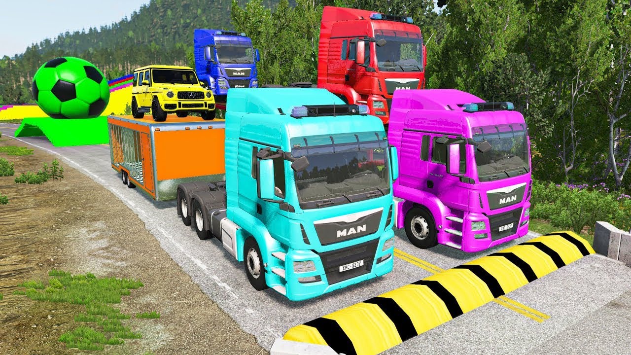 Flatbed Truck McQueen | Transportation with Truck - Pothole vs Car #1111 | BeamNG.Drive Gameplay