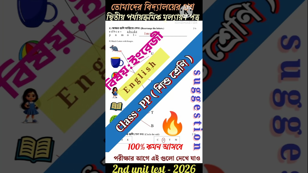 class pre primary english 2nd unit test question 2026| class pp english question 2nd unit test 2026