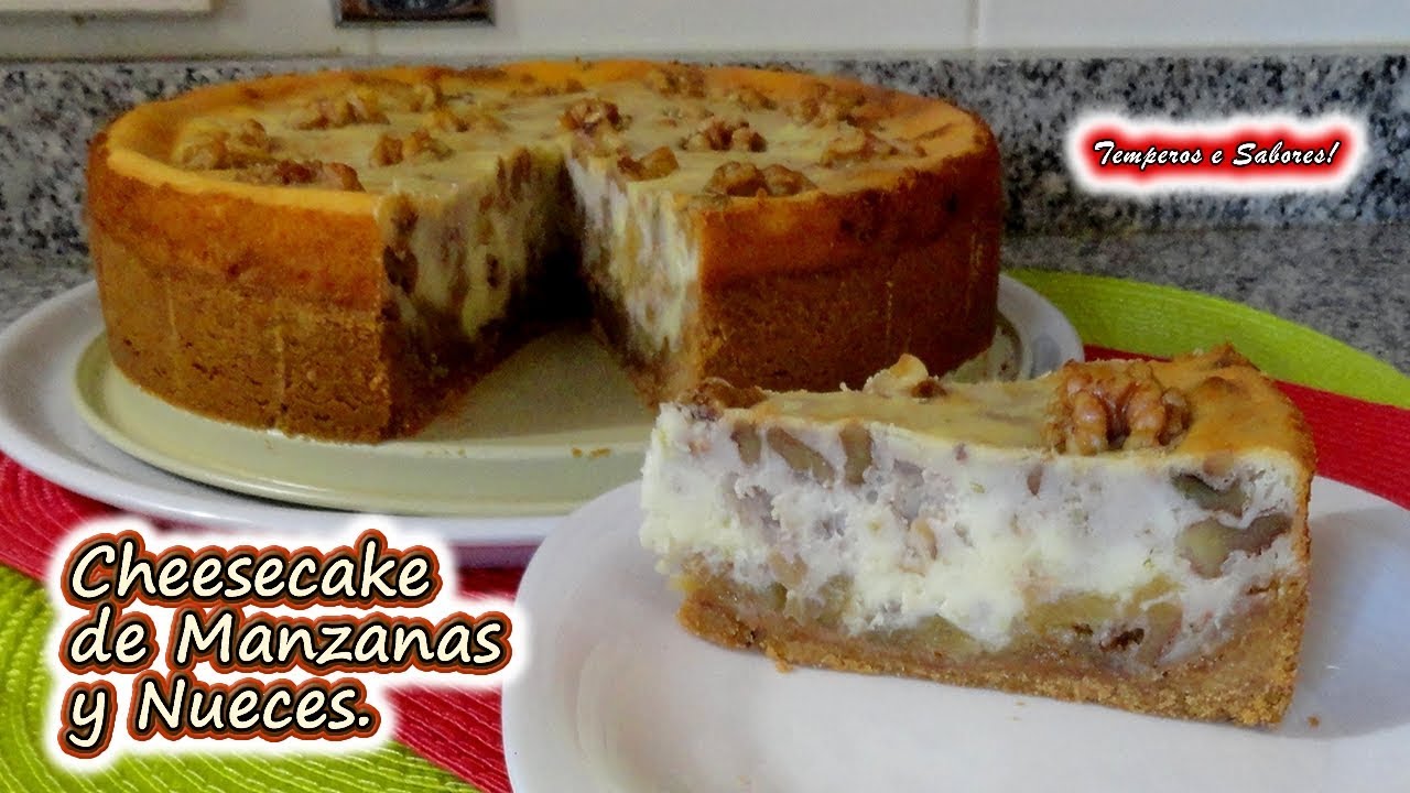 CHEESECAKE DE MANZANAS Y NUECES delicioso, muy fácil y único