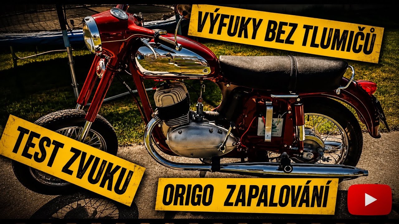 Jawa 350/360 test zvuku, odstranění vložek výfuku.