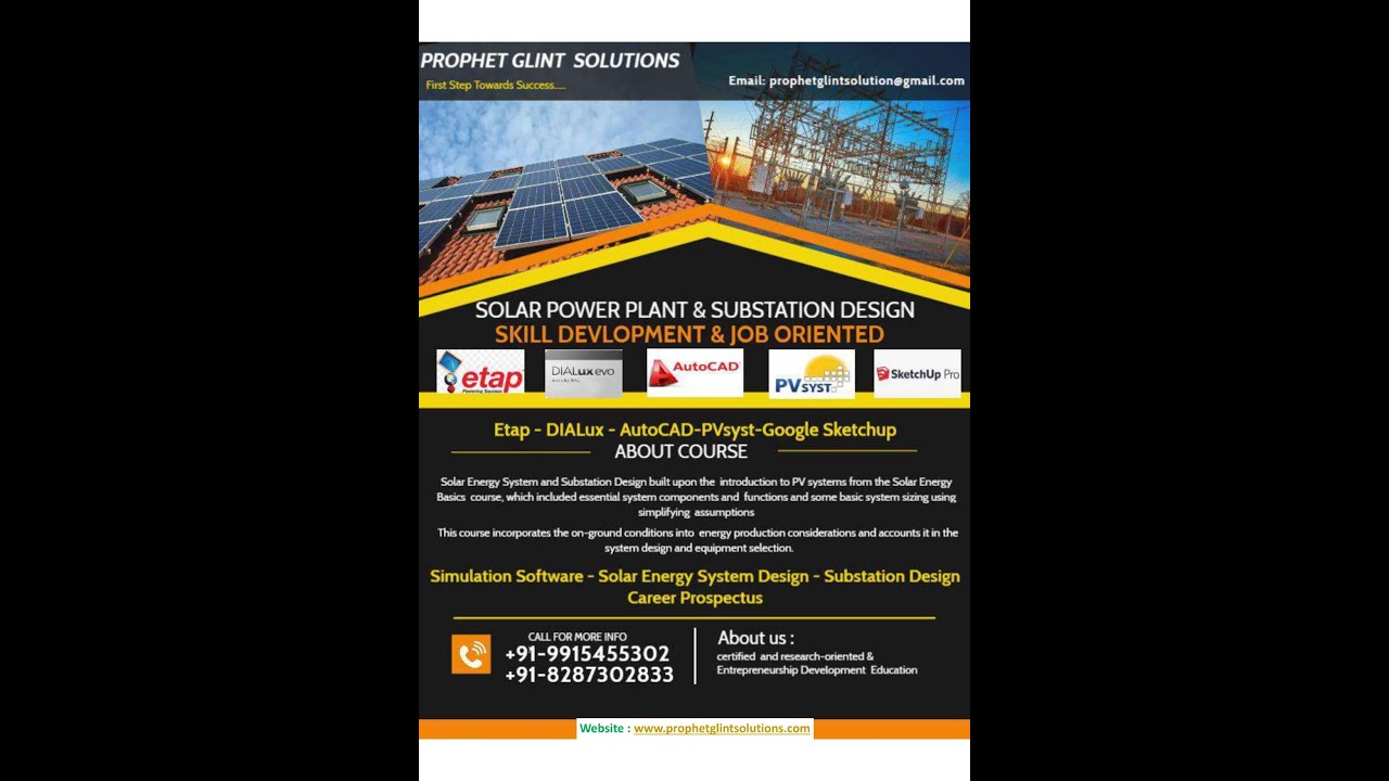 Solar Power Project & Substation Design course with Software