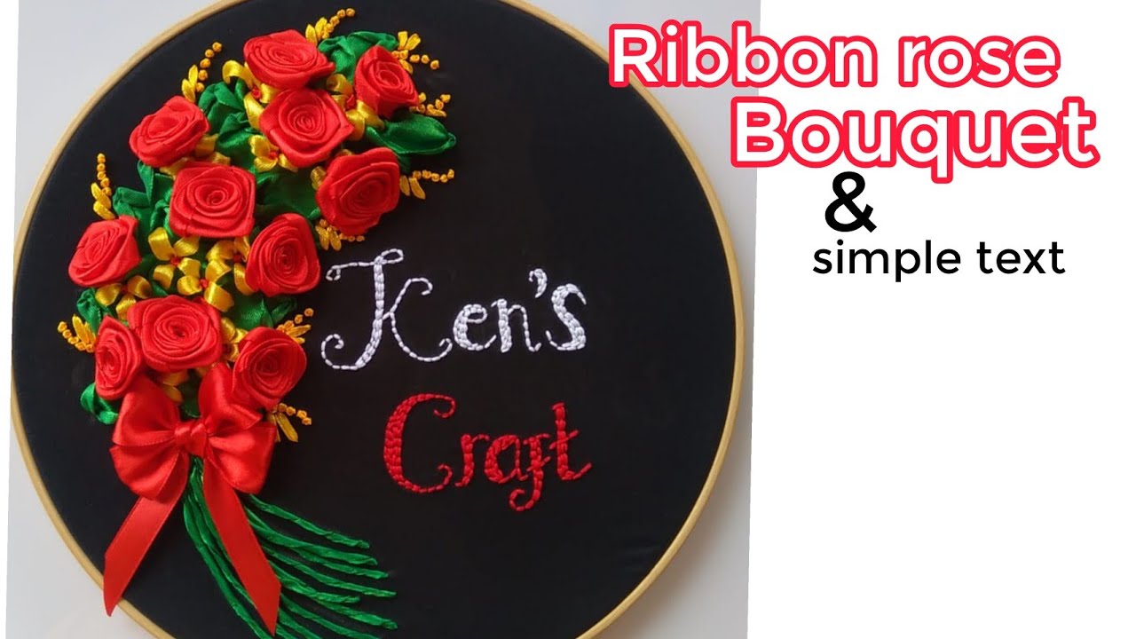 Ribbon rose embroidery bouquet | Sulam pita bunga mawar bouquet