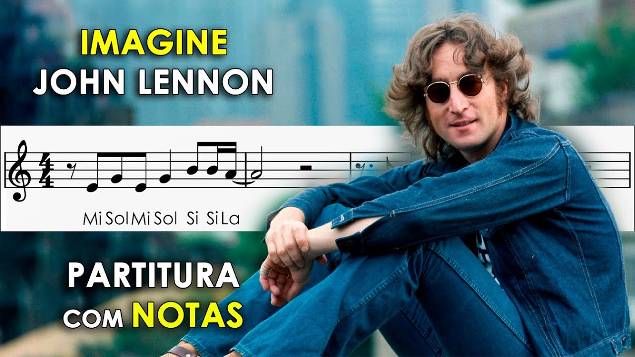 Imagine - John Lennon | Partitura com Notas para Flauta Doce, Violino