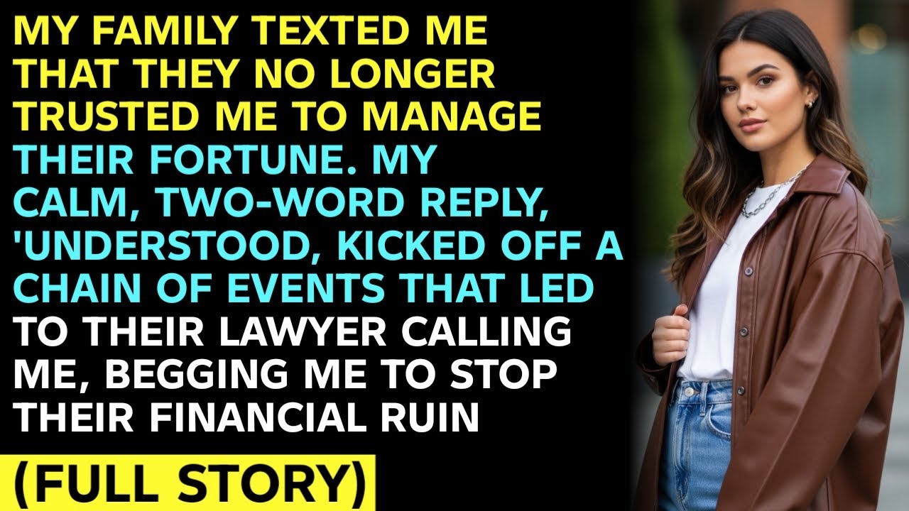 MY FAMILY TEXTED ME THAT THEY NO LONGER TRUSTED ΜΕ ΤΟ ΜΑNAGE THEIR FORTUNE. MY CALM, TWO-WORD.....