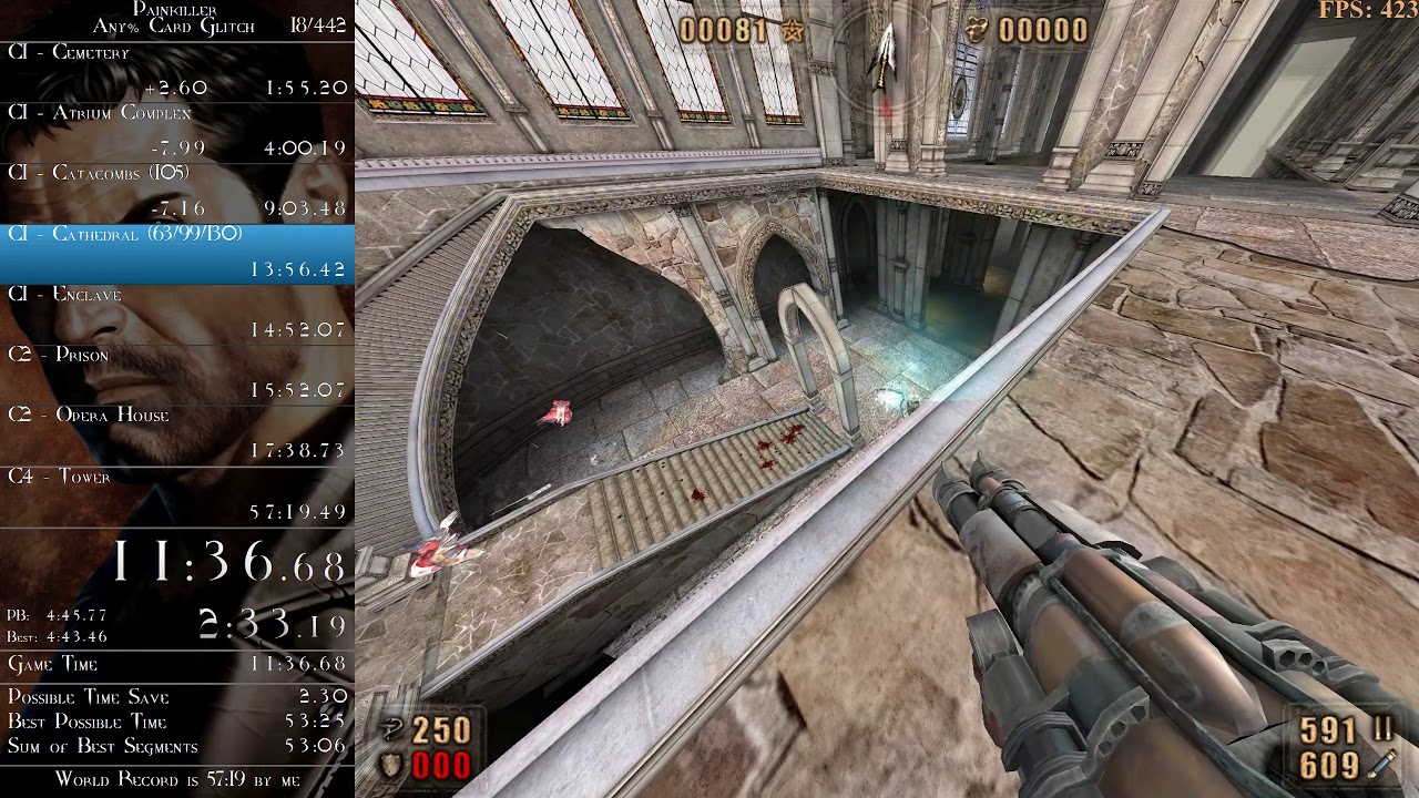 Painkiller - Any% Card Glitch Speedrun in 0:55:10 (RTA)