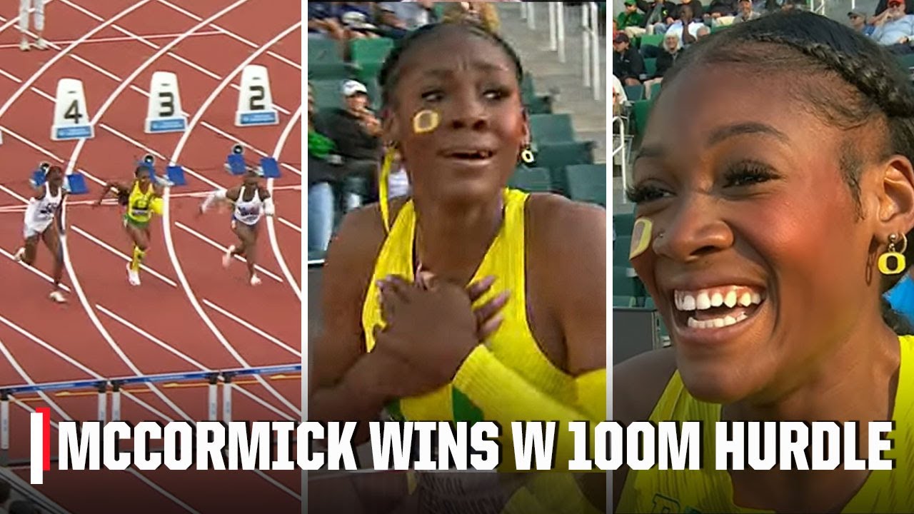 Aaliyah McCormick ELATED after winning women's 100m hurdles for Oregon in Oregon | NCAA on ESPN