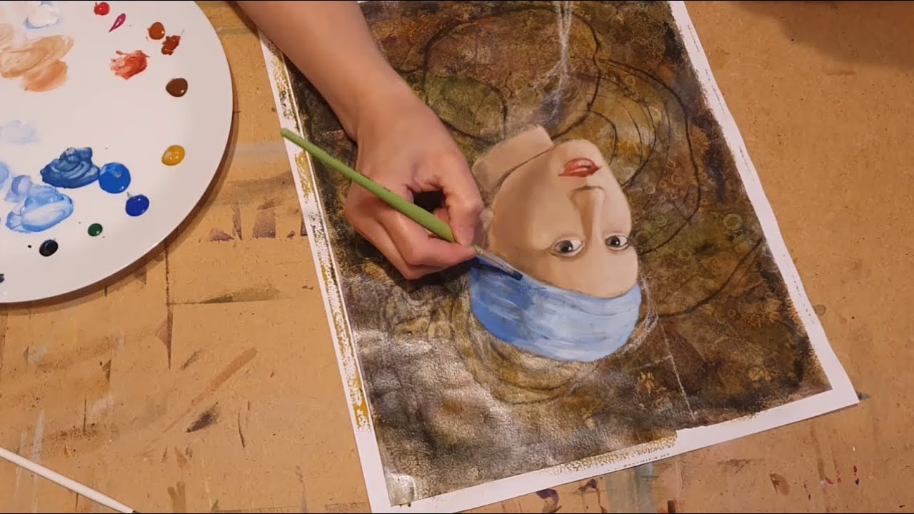 Acryl Mischtechnik / Acrylic Painting / Ein Bild nach Jan Vermeer  Das Mädchen mit dem Perlenohrring
