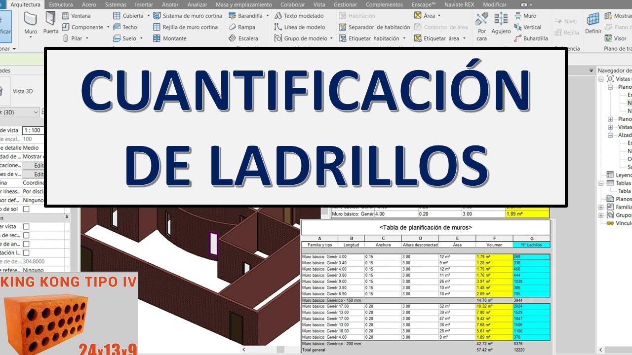 CÁLCULO DE LADRILLOS PARA MUROS + INSERTAR FÓRMULA CON REVIT