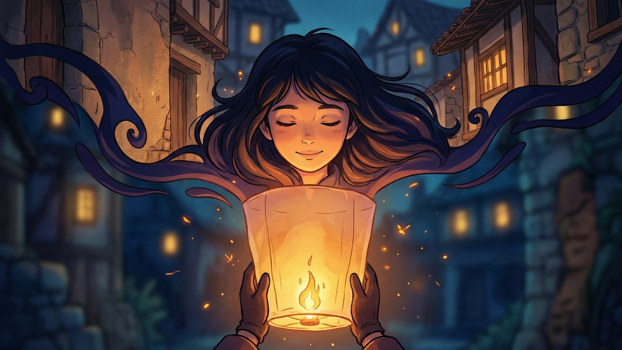 Walking Shadows Exploring the Village Under a Paper Lantern | Ghibli-Style ASMR