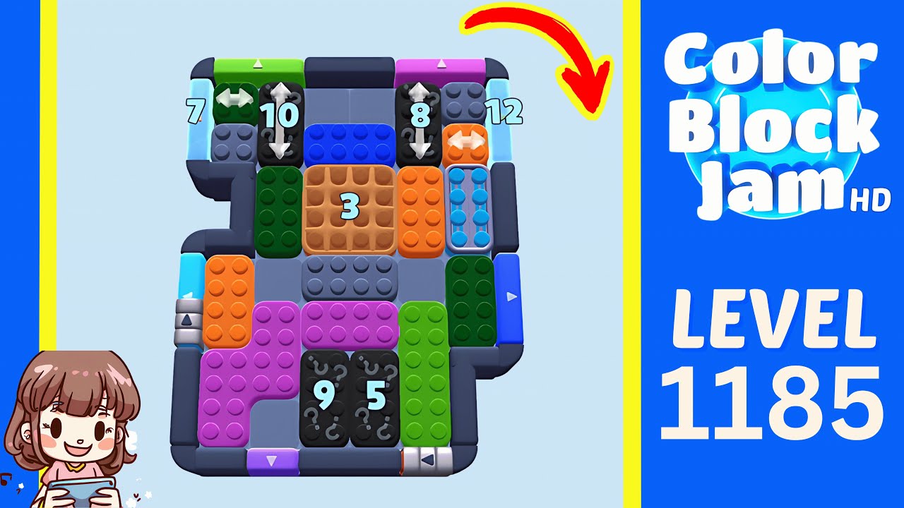 Color Block Jam Level 1185 Solution Walkthrough