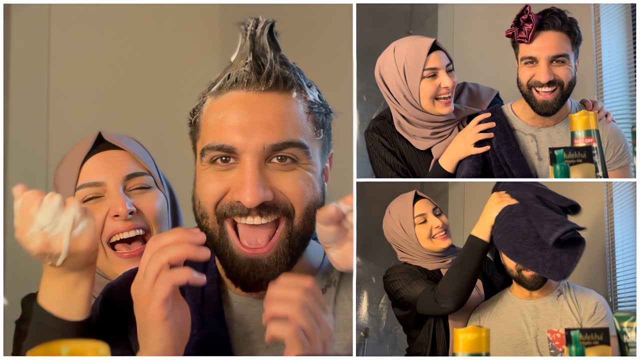 روتين العناية بشعري وشعر زوجي 😍 !!