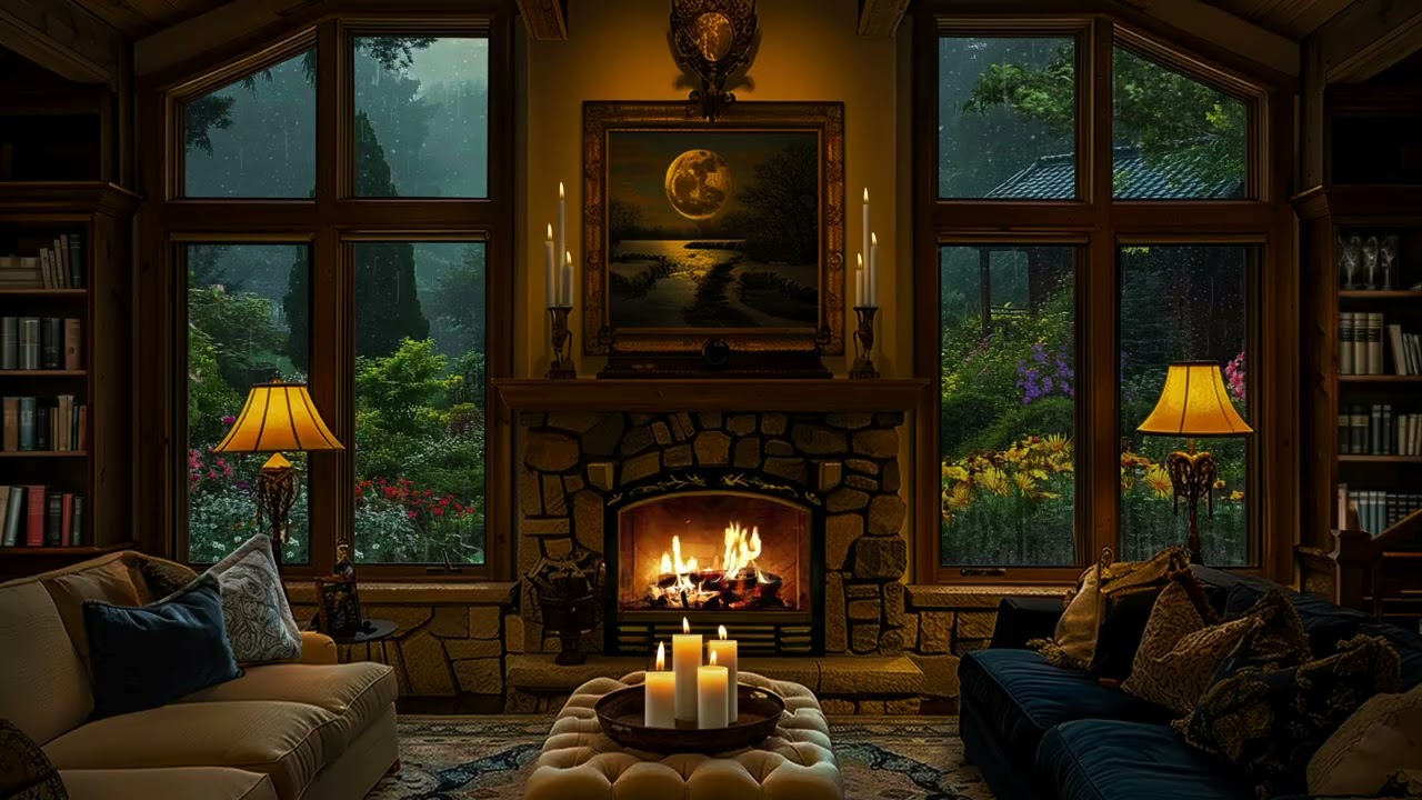 Rainfall on a Cozy Cabin Window | Relax, Unwind, and Drift Into Deep Peaceful Sleep with Warm Fire😴