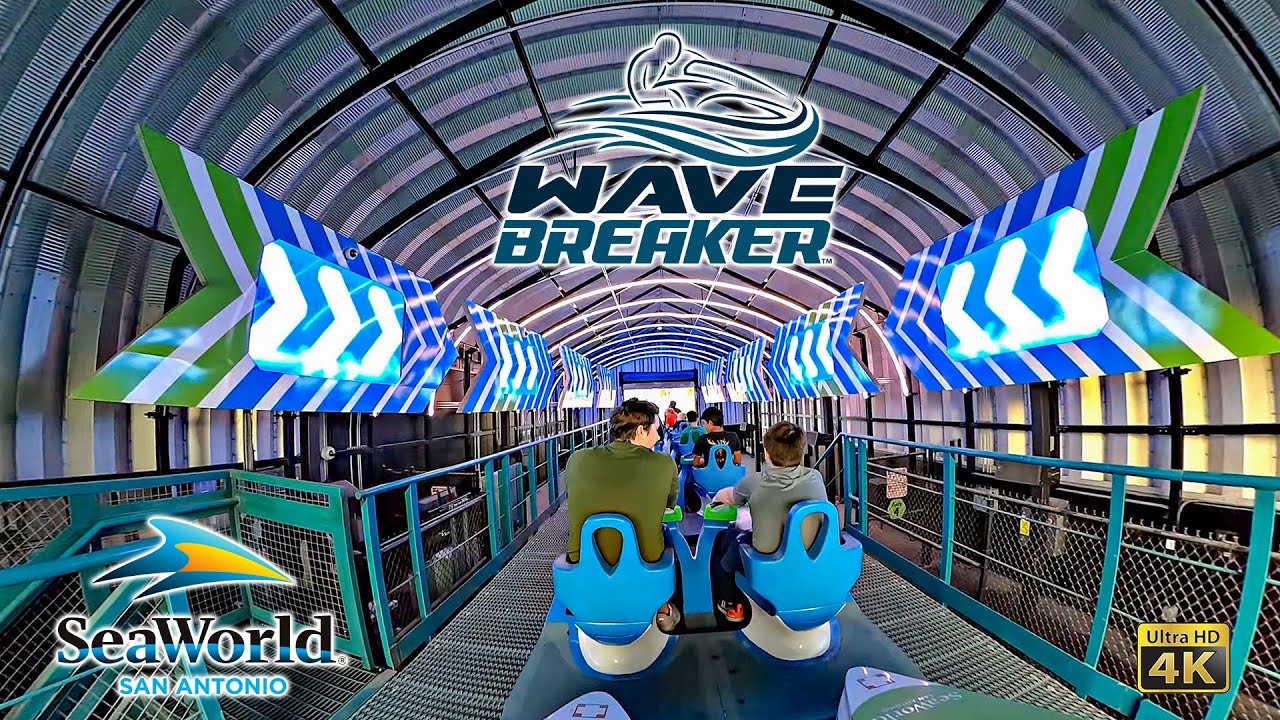 Wave Breaker the Rescue Coaster On Ride 4K POV SeaWorld San Antonio 2023 12 08