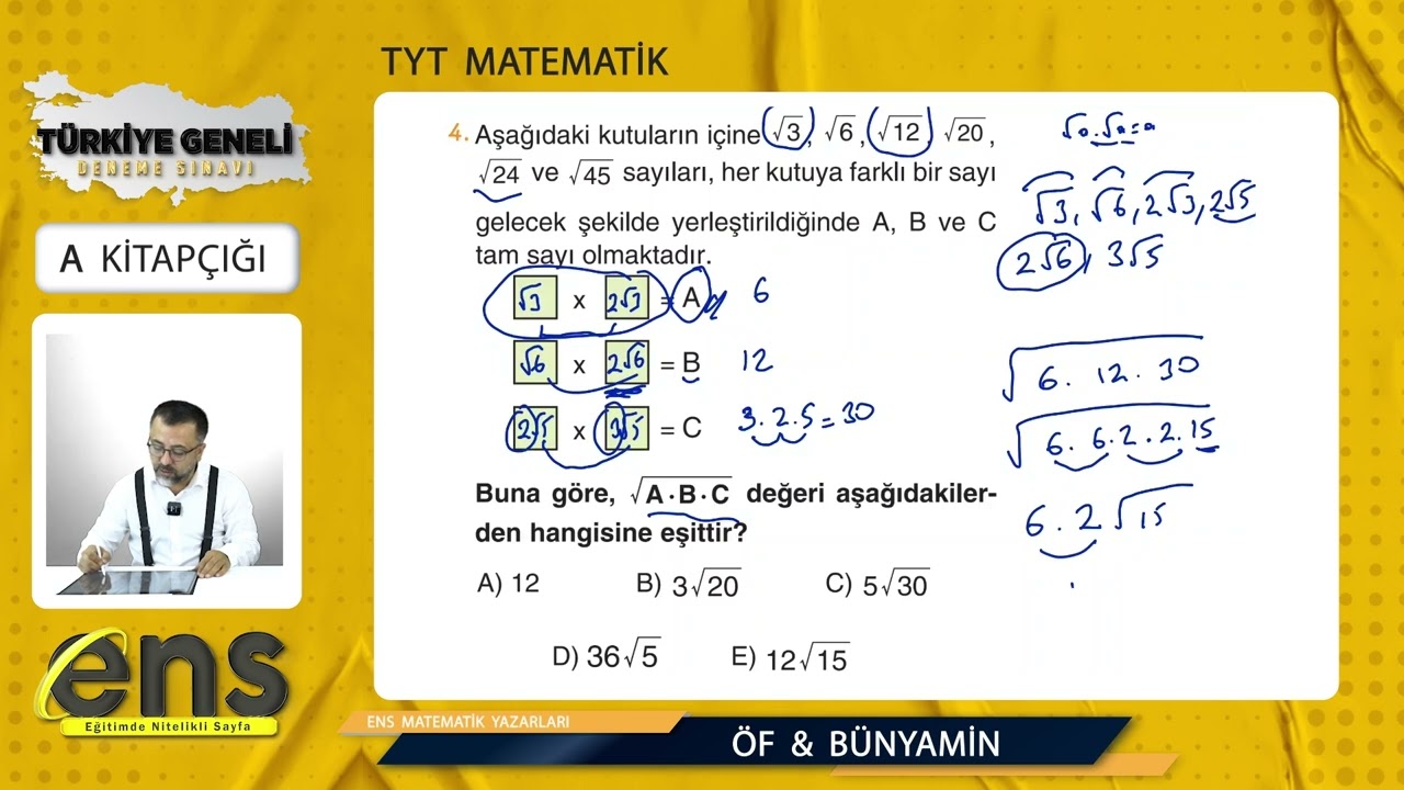 TYT MATEMATİK-ENS TÜRKİYE GENELİ DENEME SINAVI SORU ÇÖZÜMLERİ