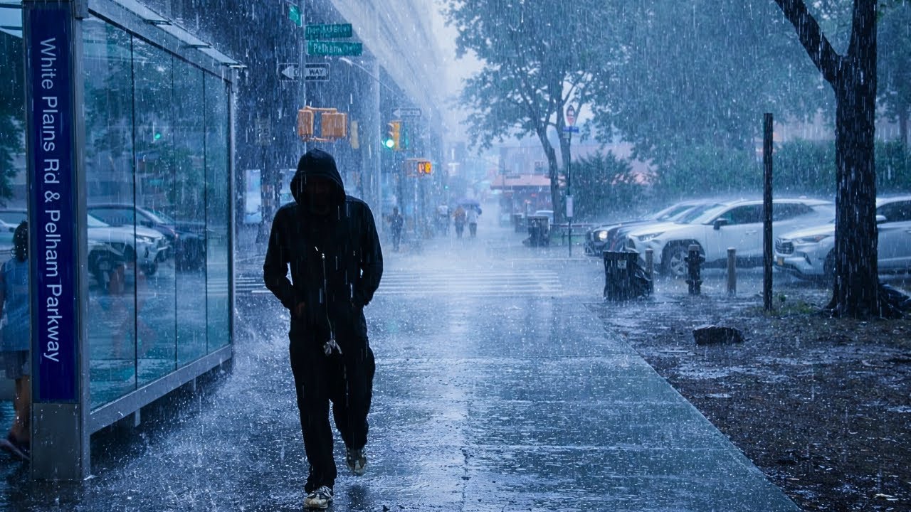 2 Hours of Rainy Bronx Streets | Moody NYC Walk Real Sounds 4K