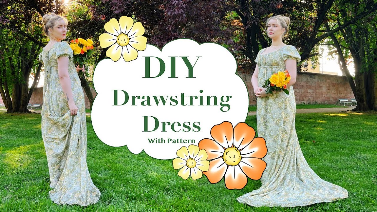 DIY Regency Drawstring Dress - With Pattern