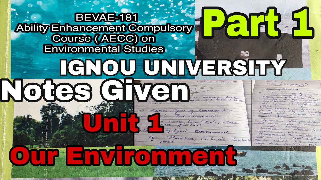 IGNOU Environmental Studies BEVAE -181 UNIT 1 OUR ENVIRONMENT part1