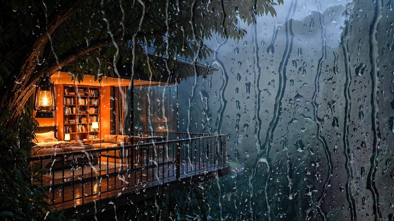 Glass Cliff Hotel · 3H Rain Sleep | Heavy Storm Outside, Warm Luxury Inside