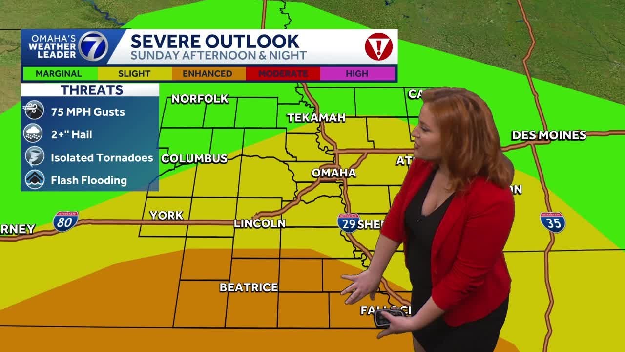 Rounds of strong to severe storms possible Sunday for Omaha area