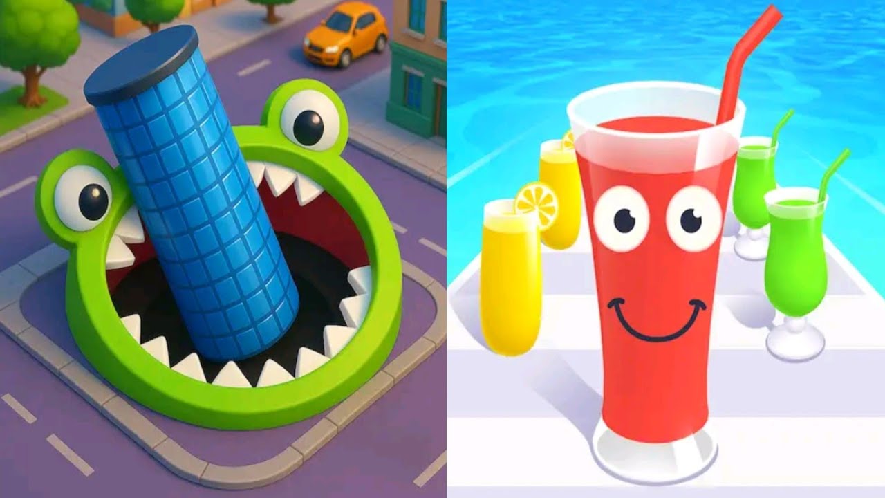 Hole.io VS Juice Run Best Mobile Gameplay Video (Android iOS)