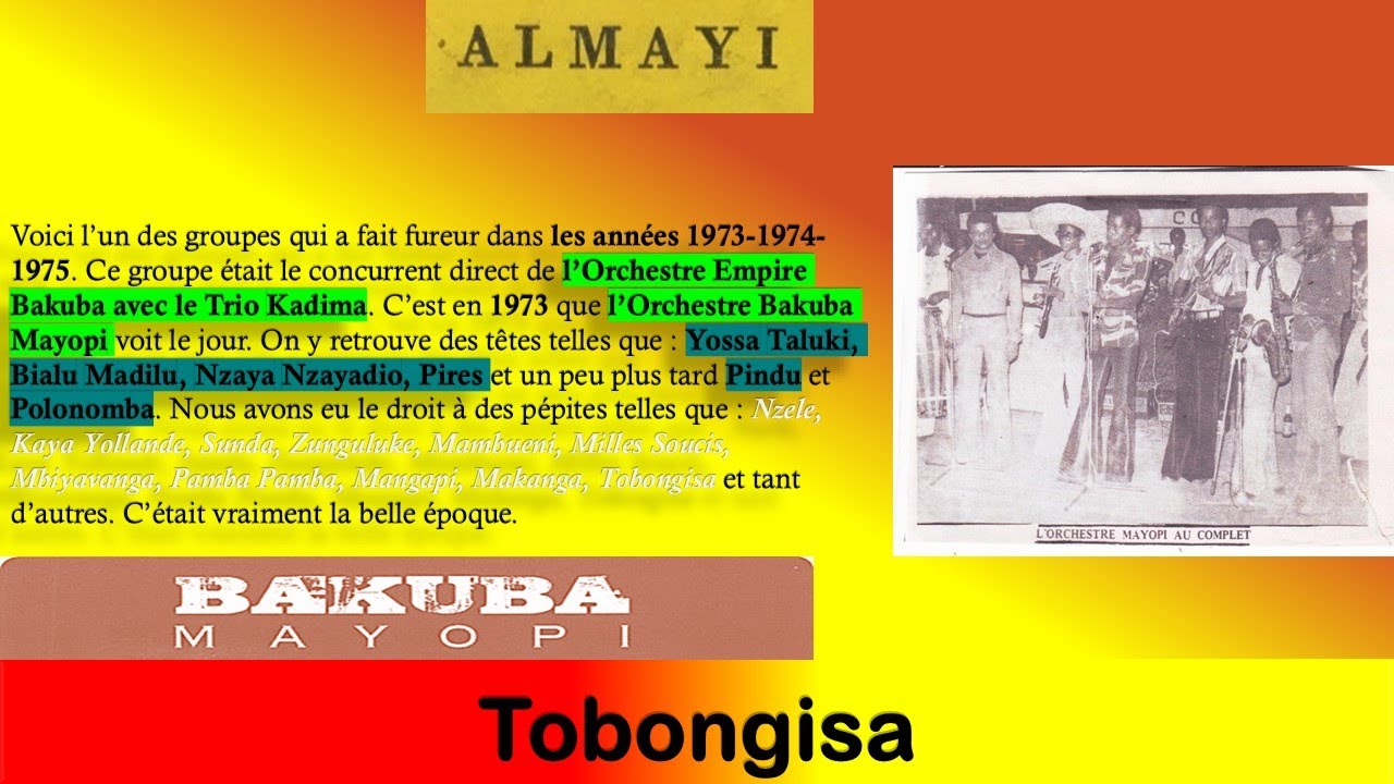 Tobongisa 1&2 Un Délicieux Chef D'Œuvre Que Nous Offre Ce Jeune Polonomba & Orchestre Bakuba Mayopi