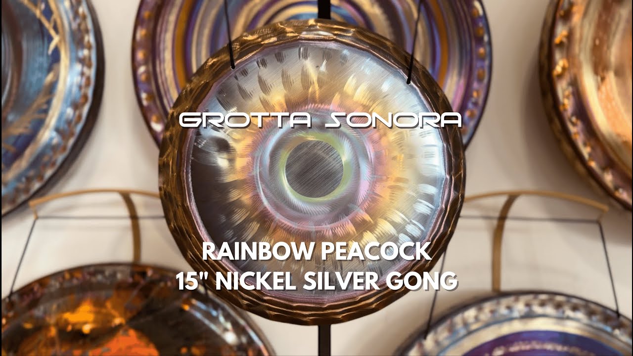 Grotta Sonora - 15" Nickel Silver Handheld Gong -  Rainbow Peacock G# 202 Hz  -48 cent