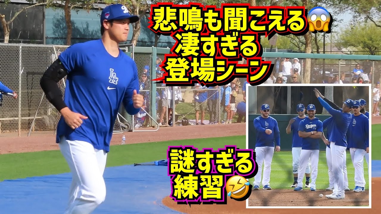 悲鳴‼️大谷登場で騒然のグラウンド😱その後の謎練習🤣【現地映像】アリゾナキャンプShoheiOhtani Dodgers