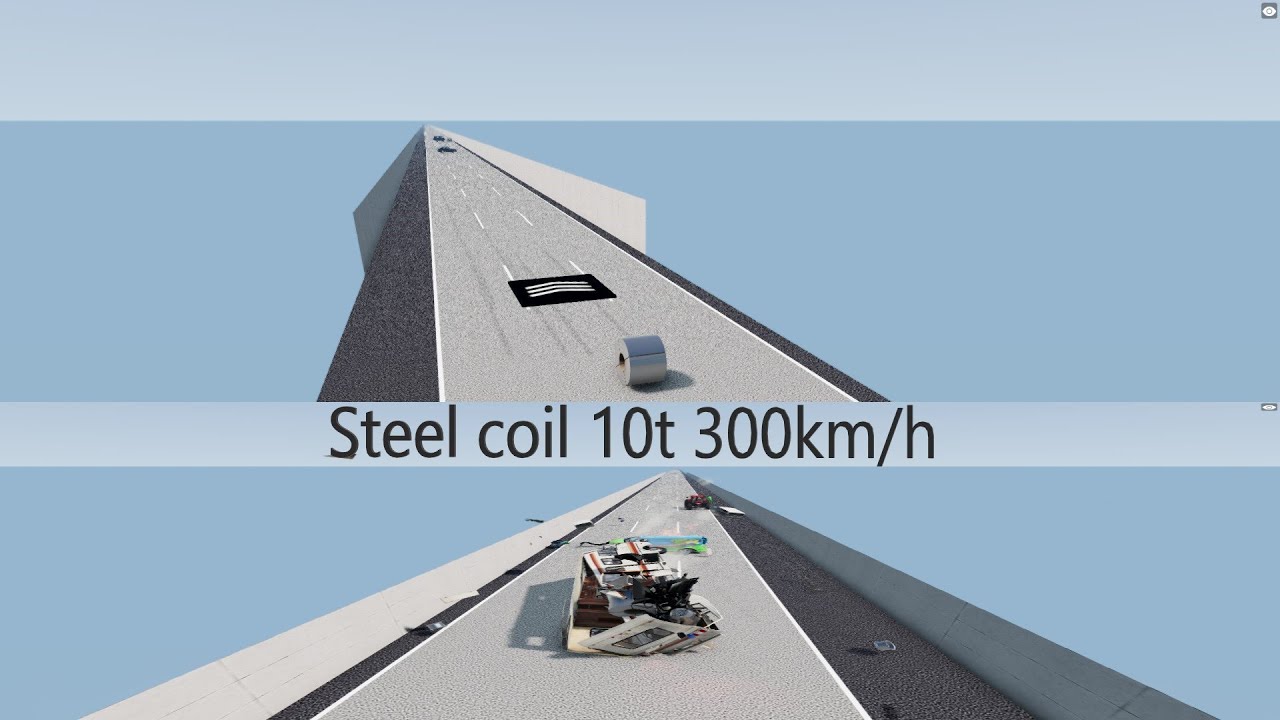 BeamNG.drive - Steel coil 10t 300km/h vs Cars (Сталева котушка 10т проти авто)