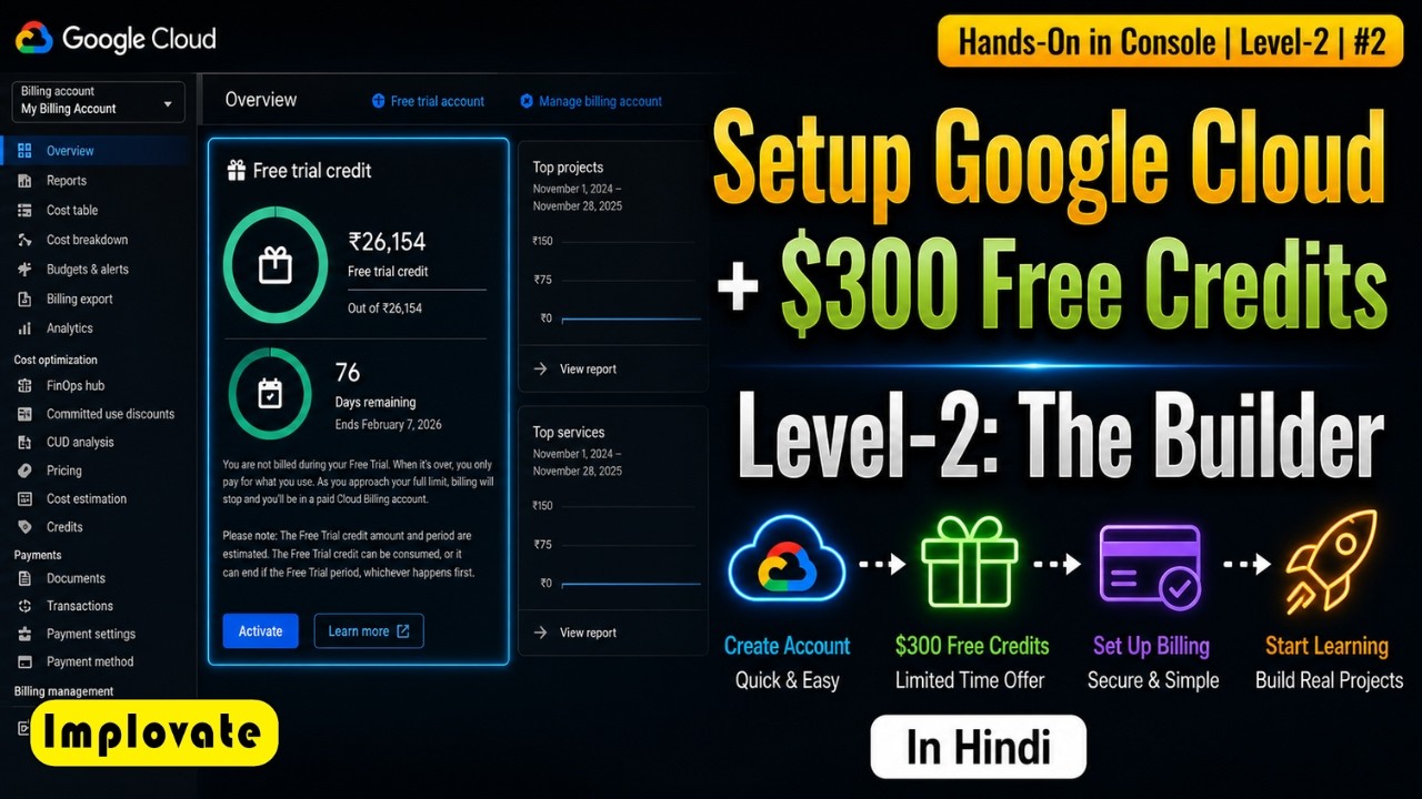 02 | Setup Google Cloud Account & Activate Free Trial ($300 Credits) | Create First Project