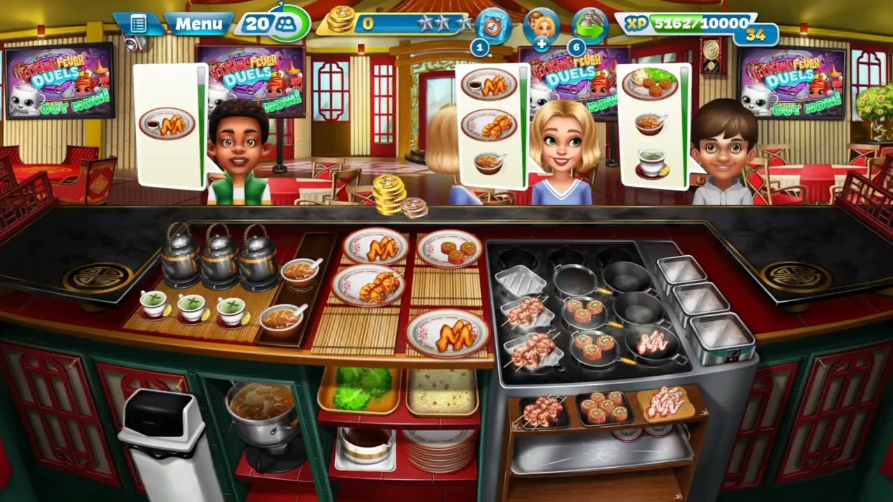 I played Cooking Fever's chinese restaurant until I got 3 stars in level 38