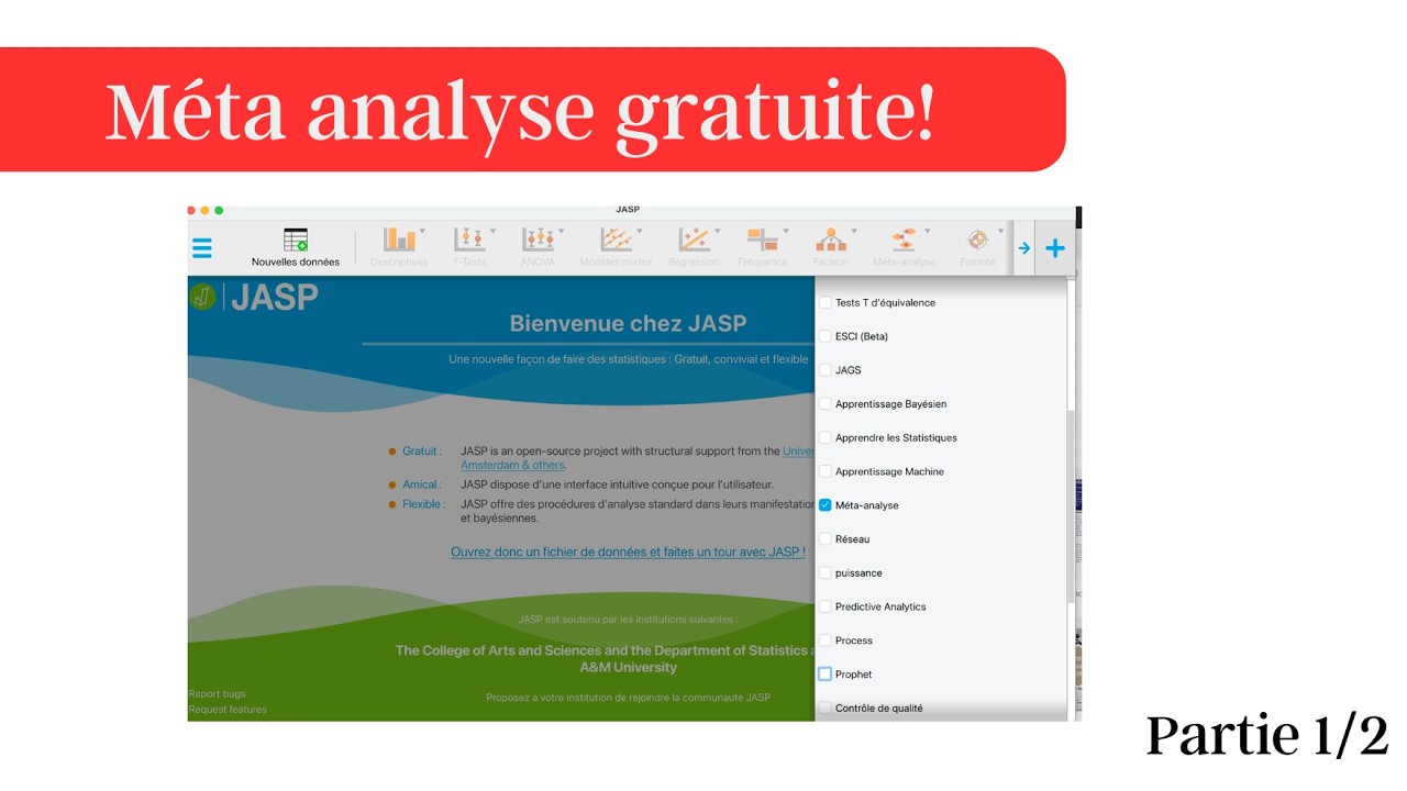 Méta-analyse avec JASP : comprendre la méthode et première démonstration (logiciel gratuit)