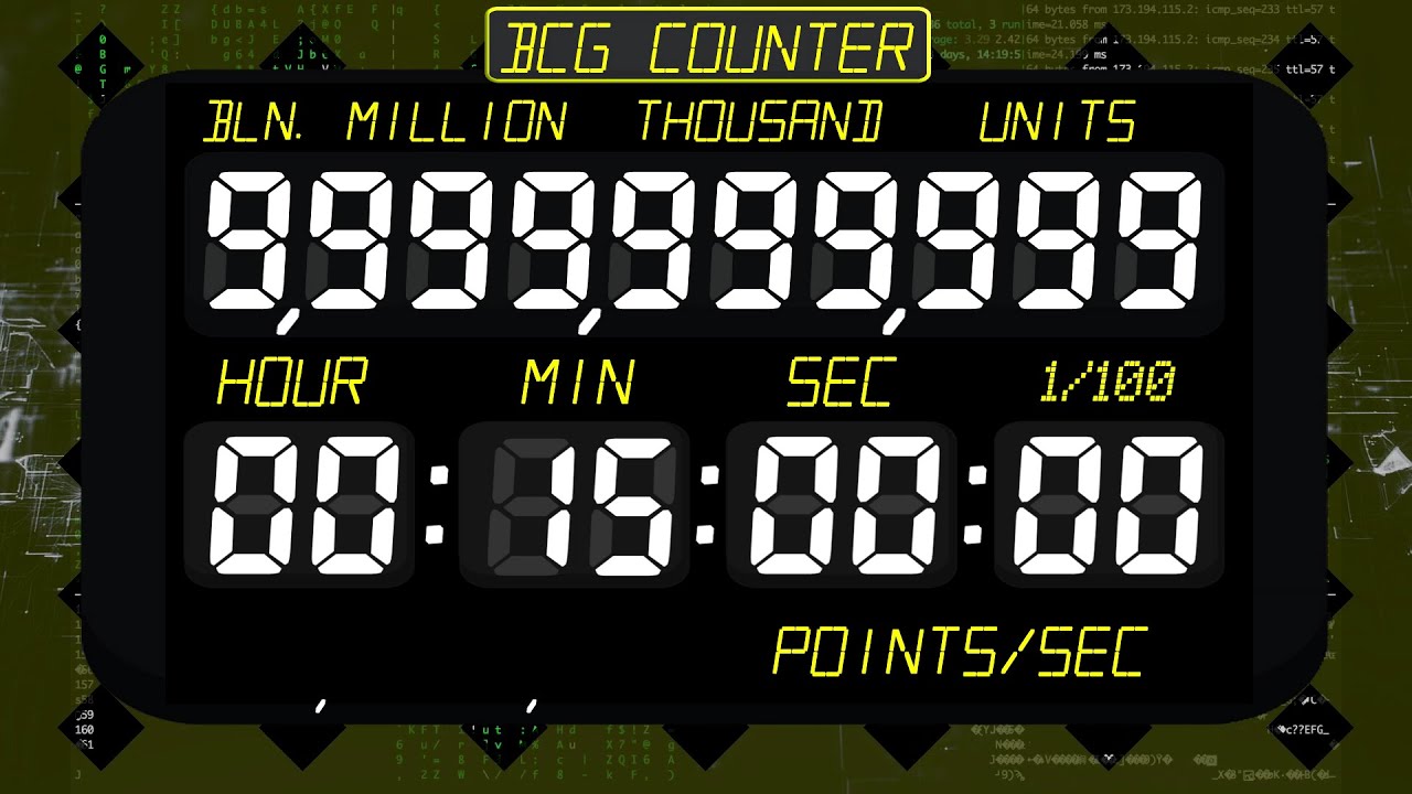 BCG 15 Minutes Countdown (0-9,999,999,999 Counter Numbers) - Remix Wii Party Board Game Island Music
