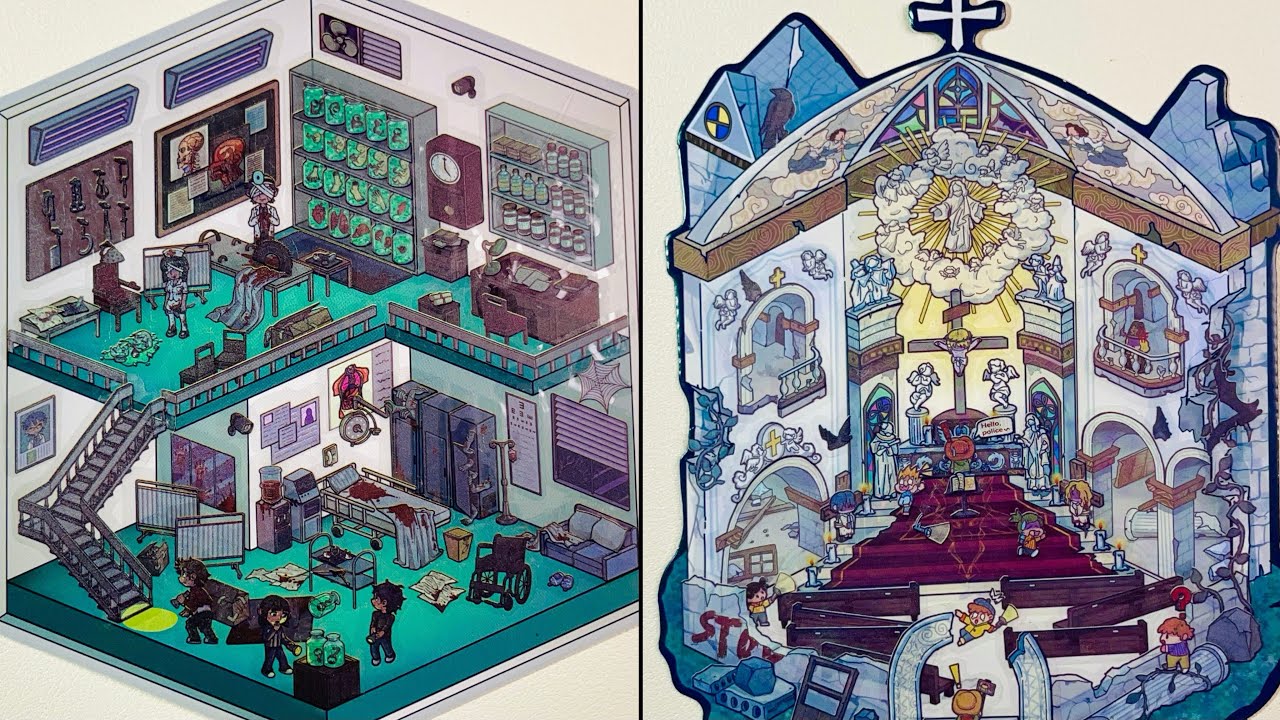 [ASMR]Use stickers to diy a horror hospital and a horror church💒🏥☠️👻💀～