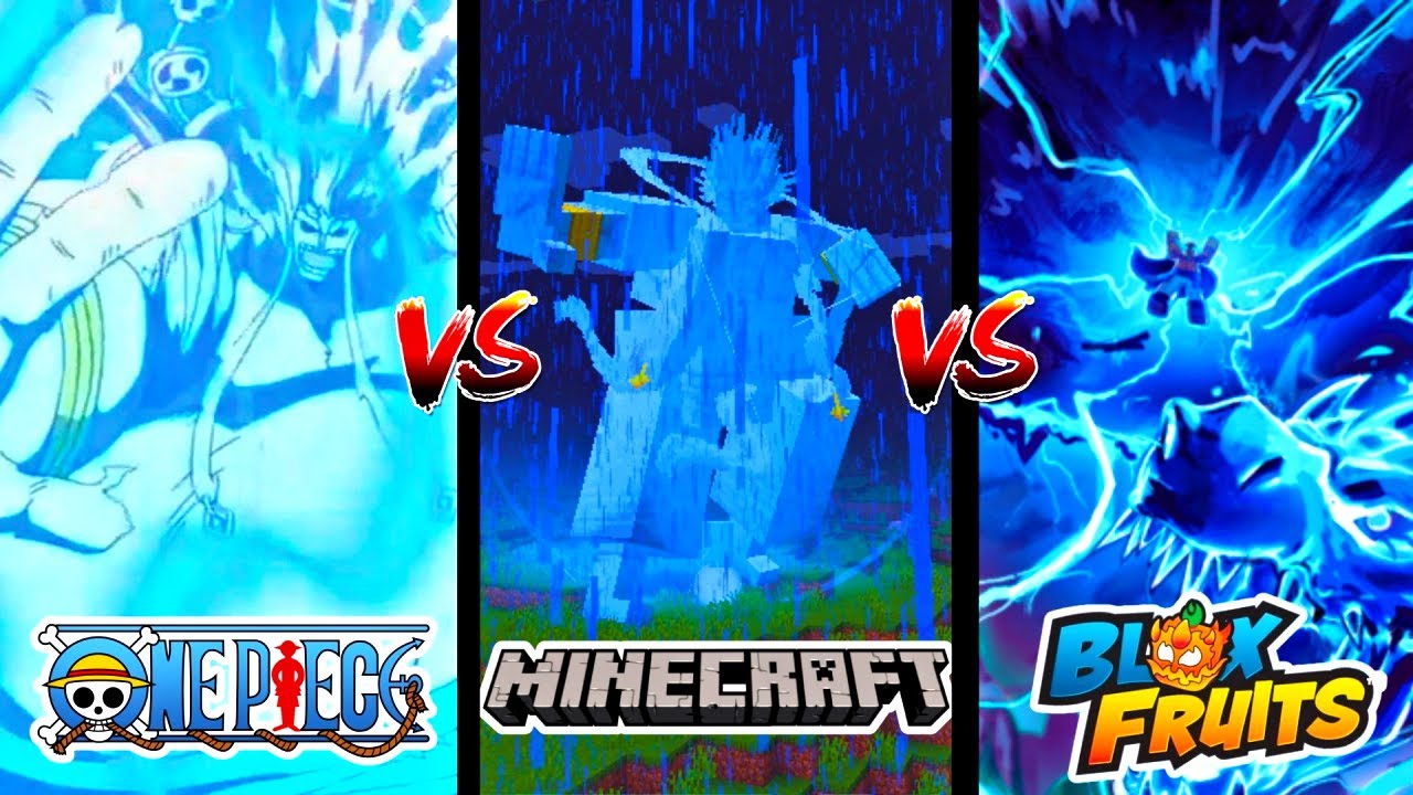 Goro Goro no mi (Lightning) Anime VS  Minecraft VS Roblox!!! - Blox Fruits/Minecraft/Anime
