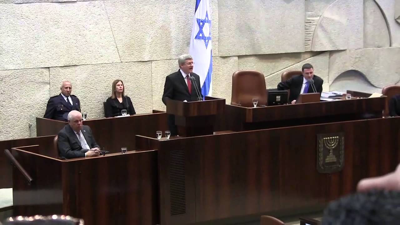 Harper heckled during speech to Israeli parliament